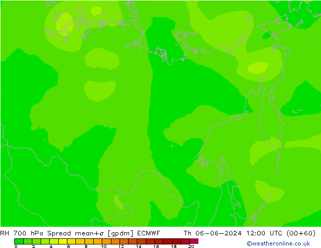 RH 700 гПа Spread ECMWF чт 06.06.2024 12 UTC