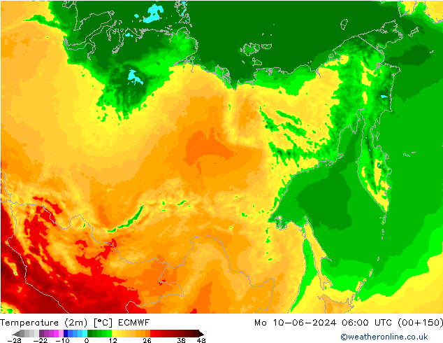 Temperatura (2m) ECMWF lun 10.06.2024 06 UTC