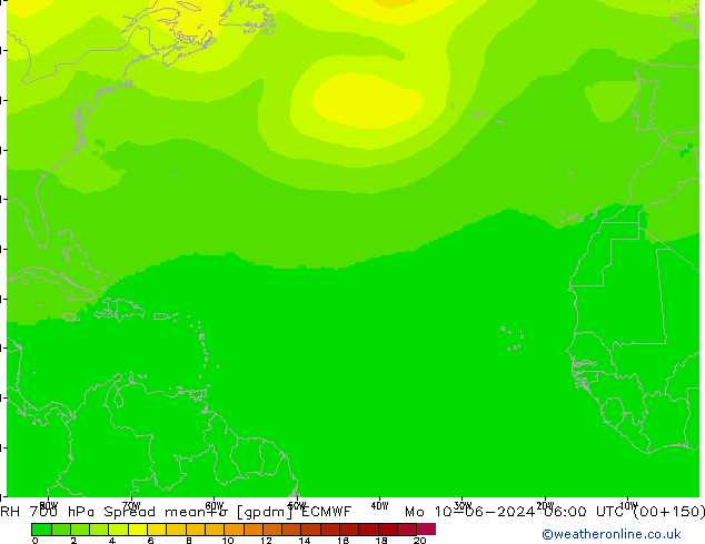 RH 700 hPa Spread ECMWF Mo 10.06.2024 06 UTC