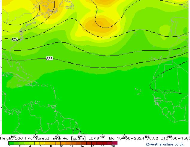 Height 500 hPa Spread ECMWF Po 10.06.2024 06 UTC