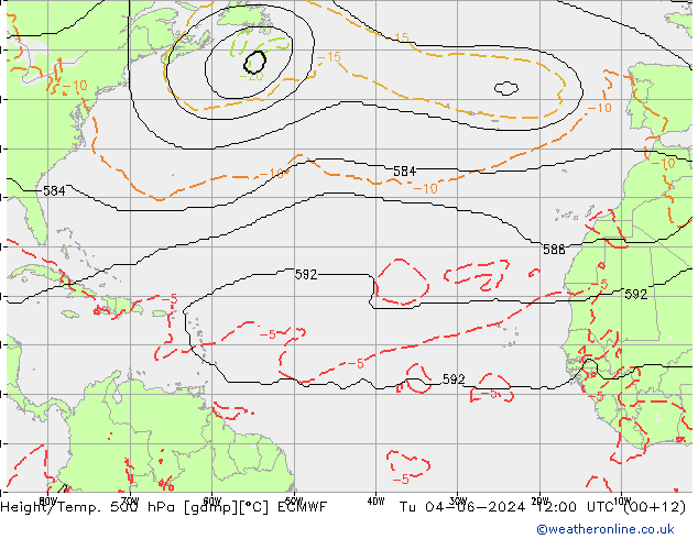 Yükseklik/Sıc. 500 hPa ECMWF Sa 04.06.2024 12 UTC