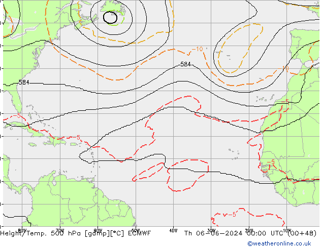 Height/Temp. 500 hPa ECMWF Th 06.06.2024 00 UTC