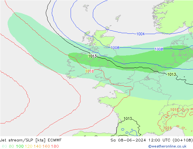 Corriente en chorro ECMWF sáb 08.06.2024 12 UTC