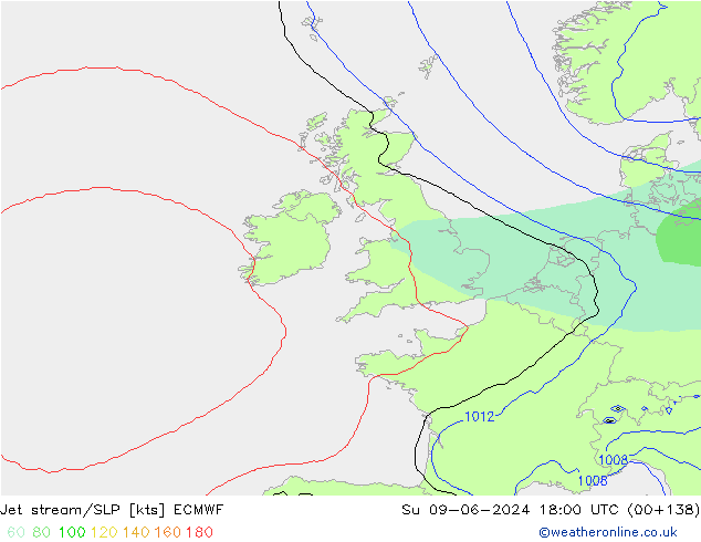 Prąd strumieniowy ECMWF nie. 09.06.2024 18 UTC