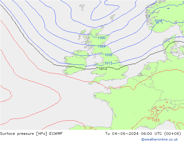 приземное давление ECMWF вт 04.06.2024 06 UTC