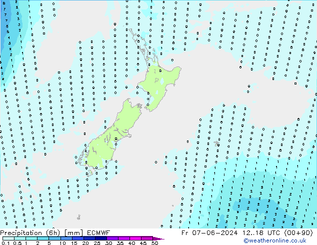 Précipitation (6h) ECMWF ven 07.06.2024 18 UTC