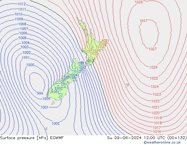 pression de l'air ECMWF dim 09.06.2024 12 UTC