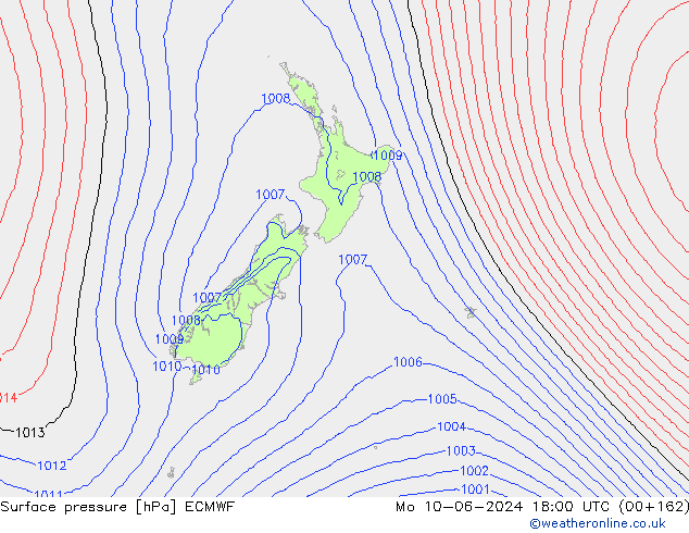 ciśnienie ECMWF pon. 10.06.2024 18 UTC