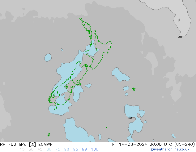 RH 700 hPa ECMWF Fr 14.06.2024 00 UTC