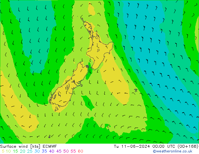 Rüzgar 10 m ECMWF Sa 11.06.2024 00 UTC