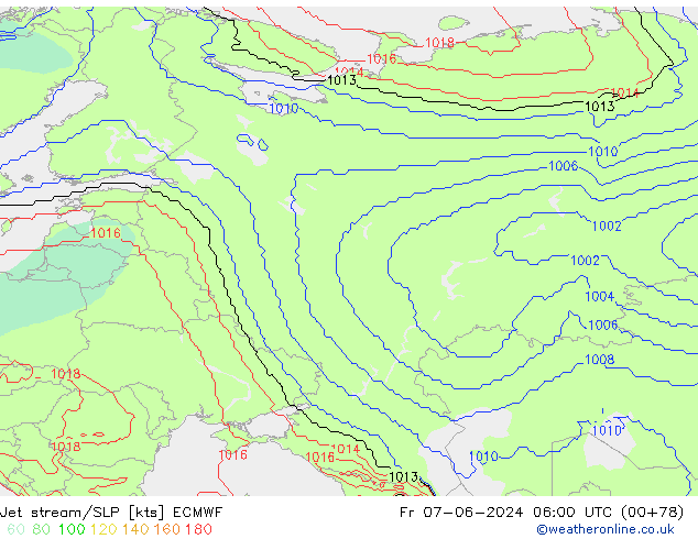 Straalstroom/SLP ECMWF vr 07.06.2024 06 UTC