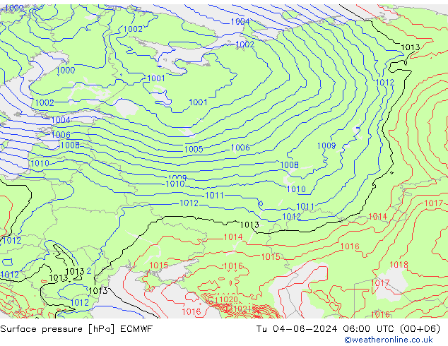 приземное давление ECMWF вт 04.06.2024 06 UTC