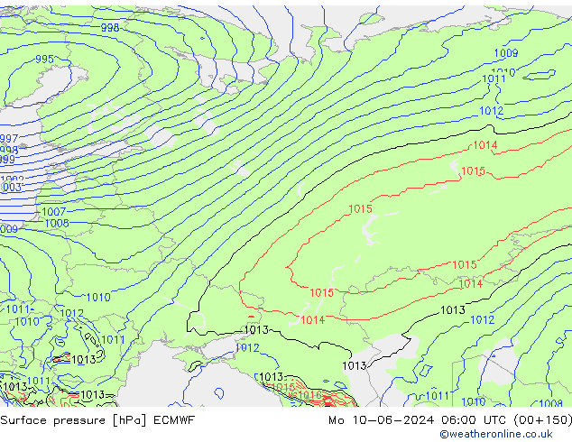 приземное давление ECMWF пн 10.06.2024 06 UTC