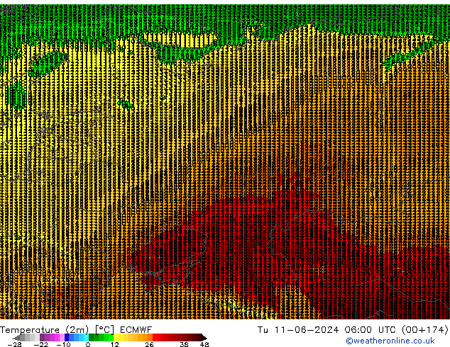 Temperature (2m) ECMWF Út 11.06.2024 06 UTC