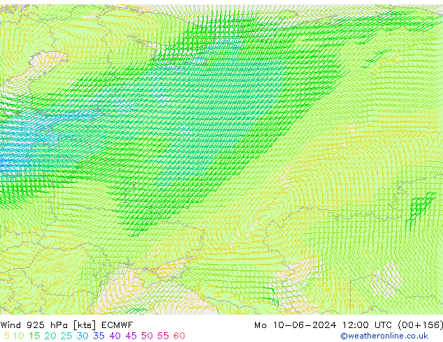 Wind 925 hPa ECMWF Po 10.06.2024 12 UTC