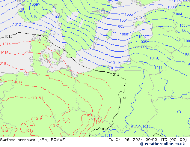 приземное давление ECMWF вт 04.06.2024 00 UTC