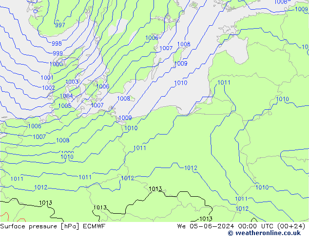 pression de l'air ECMWF mer 05.06.2024 00 UTC