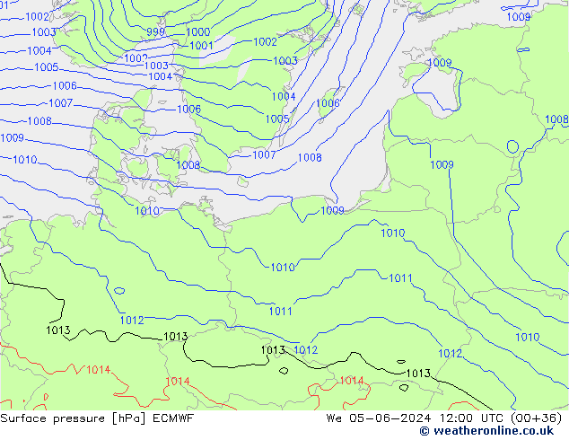 Atmosférický tlak ECMWF St 05.06.2024 12 UTC