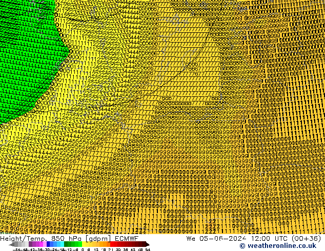 Height/Temp. 850 hPa ECMWF We 05.06.2024 12 UTC