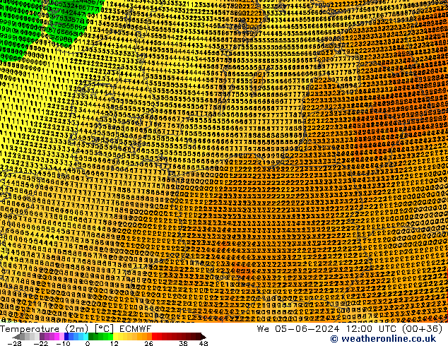 température (2m) ECMWF mer 05.06.2024 12 UTC