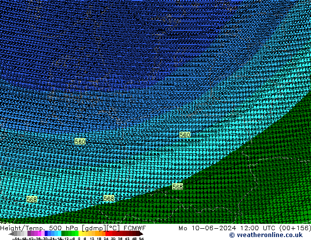 Yükseklik/Sıc. 500 hPa ECMWF Pzt 10.06.2024 12 UTC