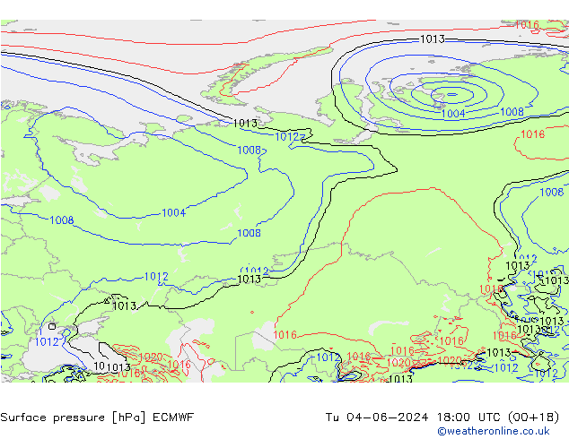 Luchtdruk (Grond) ECMWF di 04.06.2024 18 UTC