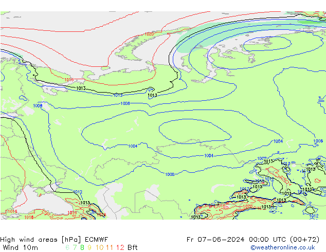 High wind areas ECMWF Fr 07.06.2024 00 UTC