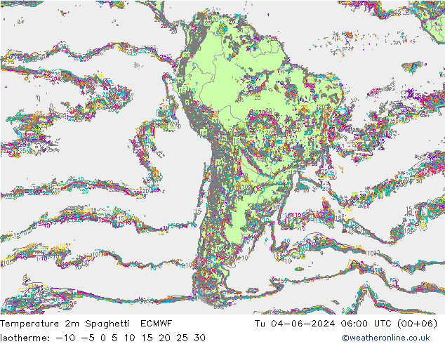 Temperaturkarte Spaghetti ECMWF Di 04.06.2024 06 UTC