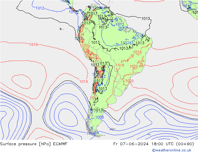 Pressione al suolo ECMWF ven 07.06.2024 18 UTC