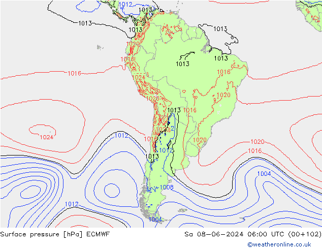 Yer basıncı ECMWF Cts 08.06.2024 06 UTC