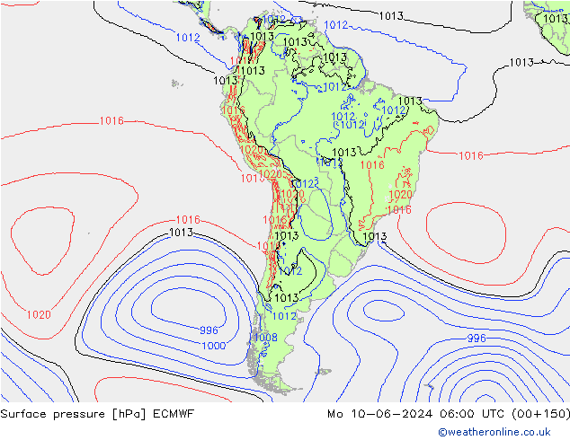 Luchtdruk (Grond) ECMWF ma 10.06.2024 06 UTC