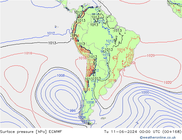 pression de l'air ECMWF mar 11.06.2024 00 UTC