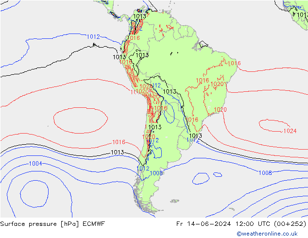 Luchtdruk (Grond) ECMWF vr 14.06.2024 12 UTC