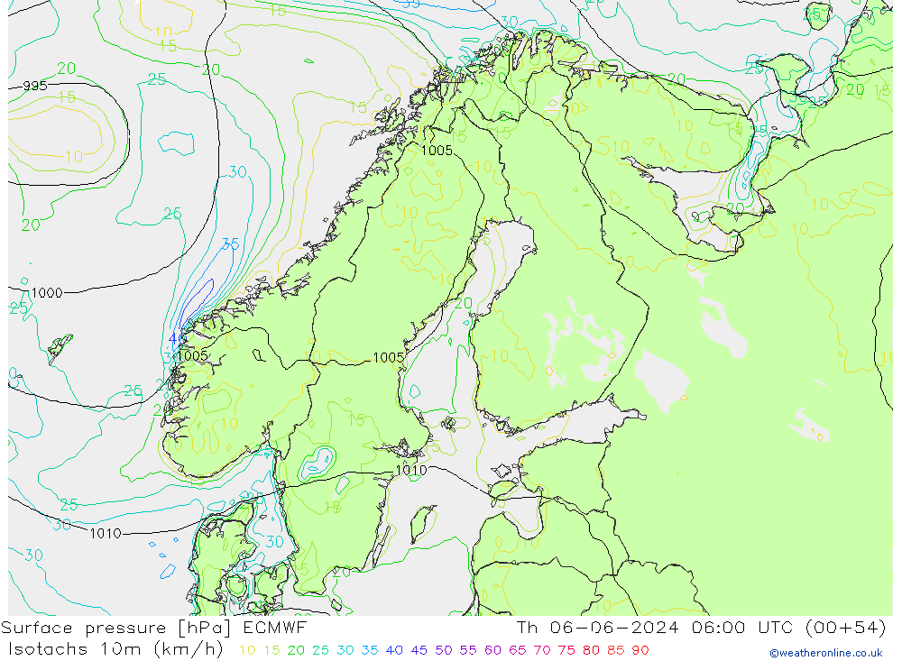 Eşrüzgar Hızları (km/sa) ECMWF Per 06.06.2024 06 UTC