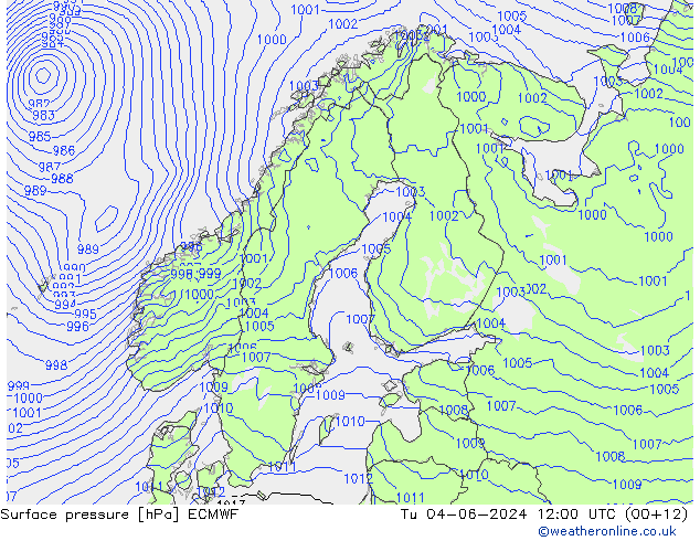 ciśnienie ECMWF wto. 04.06.2024 12 UTC