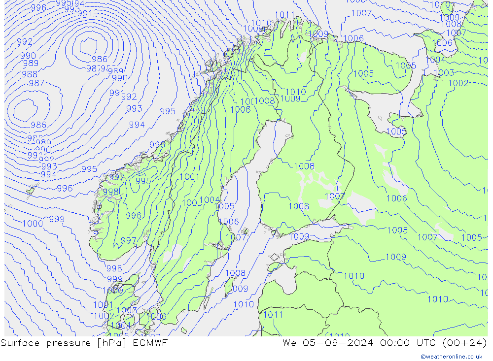 pression de l'air ECMWF mer 05.06.2024 00 UTC