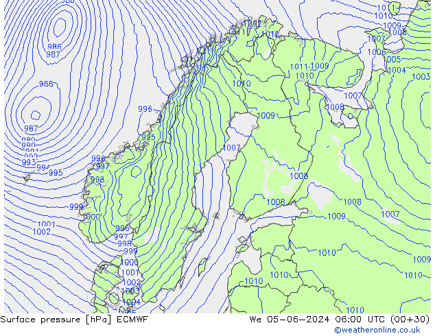 Bodendruck ECMWF Mi 05.06.2024 06 UTC