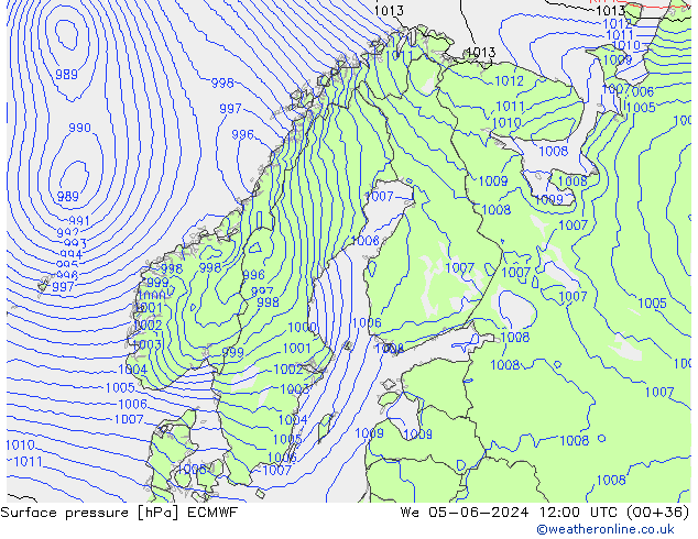 pression de l'air ECMWF mer 05.06.2024 12 UTC