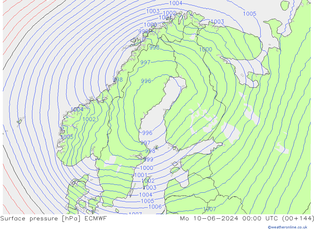 ciśnienie ECMWF pon. 10.06.2024 00 UTC