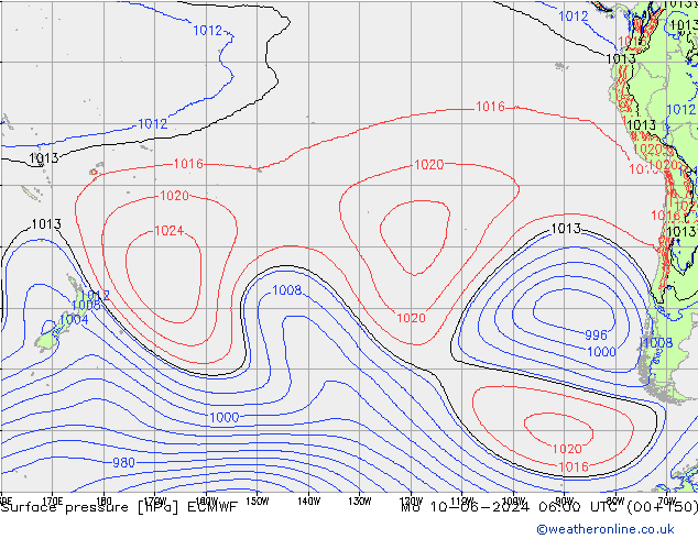 Yer basıncı ECMWF Pzt 10.06.2024 06 UTC