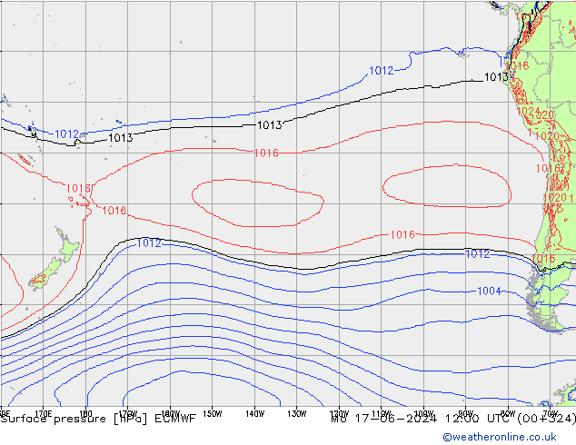 Surface pressure ECMWF Mo 17.06.2024 12 UTC