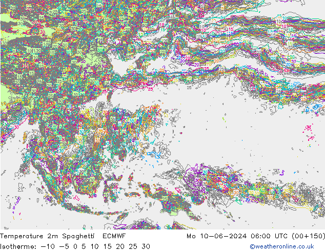 Temperature 2m Spaghetti ECMWF Po 10.06.2024 06 UTC