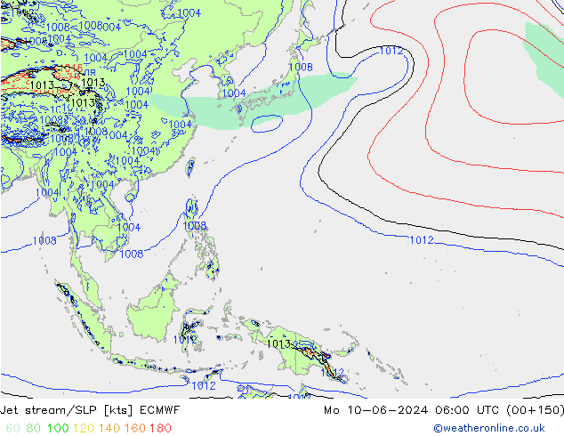 джет/приземное давление ECMWF пн 10.06.2024 06 UTC