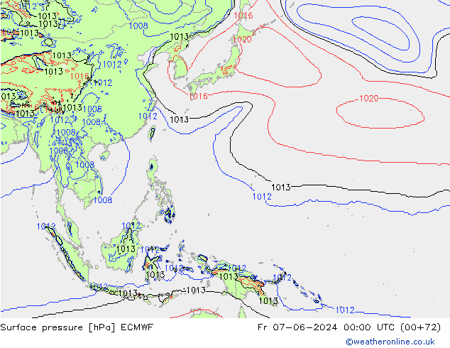 Luchtdruk (Grond) ECMWF vr 07.06.2024 00 UTC