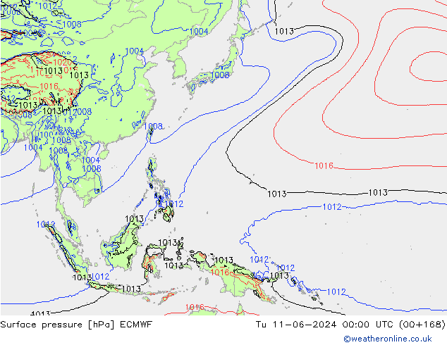 Pressione al suolo ECMWF mar 11.06.2024 00 UTC