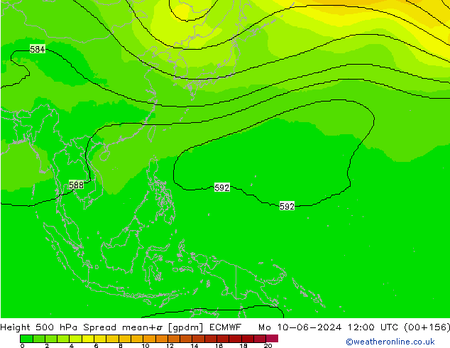 Height 500 hPa Spread ECMWF Seg 10.06.2024 12 UTC