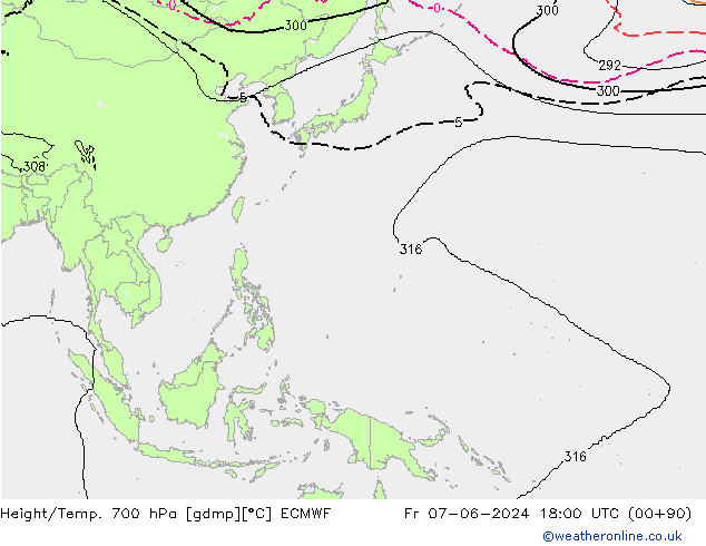 Height/Temp. 700 hPa ECMWF  07.06.2024 18 UTC