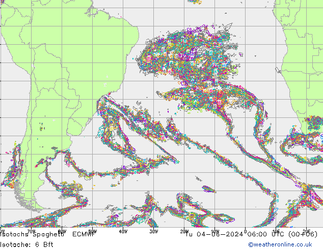 Isotaca Spaghetti ECMWF mar 04.06.2024 06 UTC