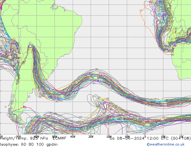 Height/Temp. 925 hPa ECMWF so. 08.06.2024 12 UTC