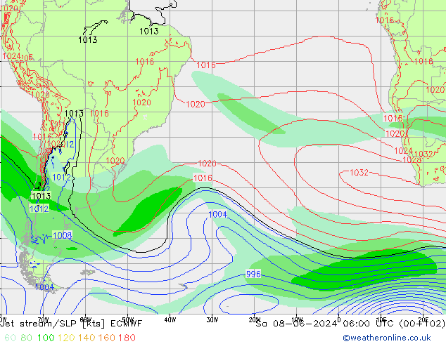 джет/приземное давление ECMWF сб 08.06.2024 06 UTC